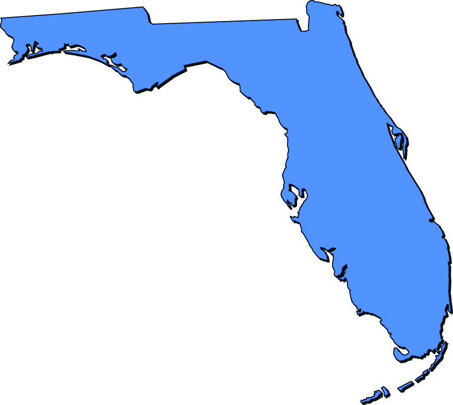 florida map in solid blue